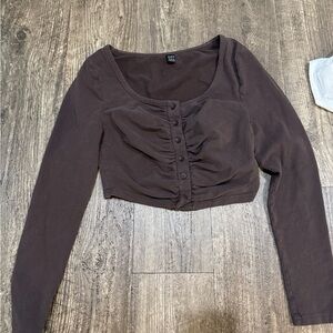 Women's Chocolate Brown Long Sleeve Top